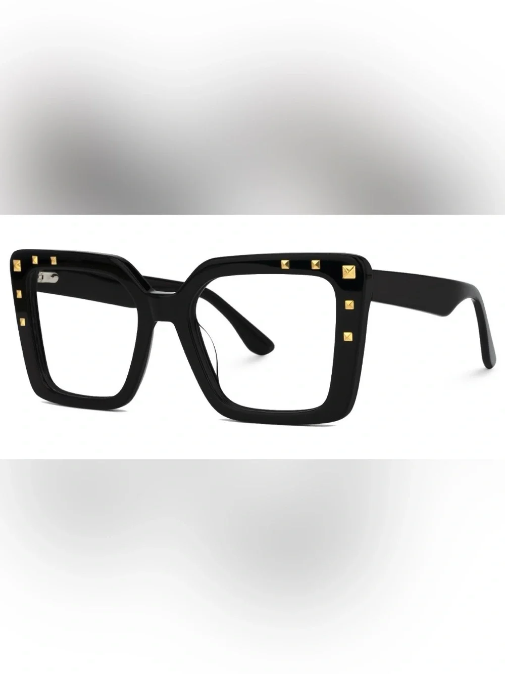 Zeelool Women's Black Square Glasses with Gold Stud Accents